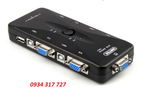 Bộ chuyển đổi KVM VGA USB 4 vào 1 ra Unitek U-8710 chính hãng