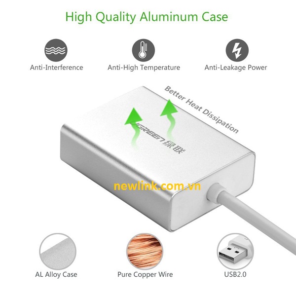 Cáp chuyển đổi USB to VGA chính hãng Ugreen