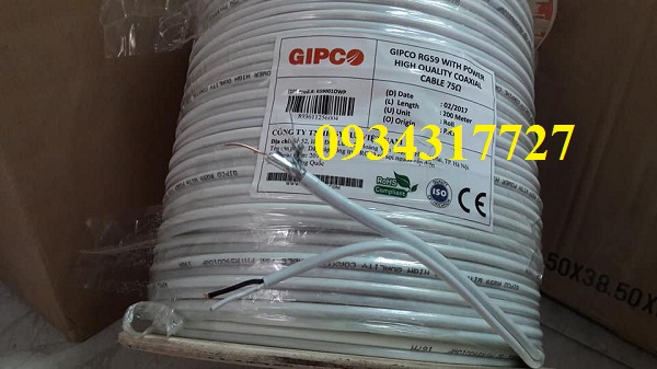 Dây đồng trục liền nguồn GIPCO RG59 + 2C