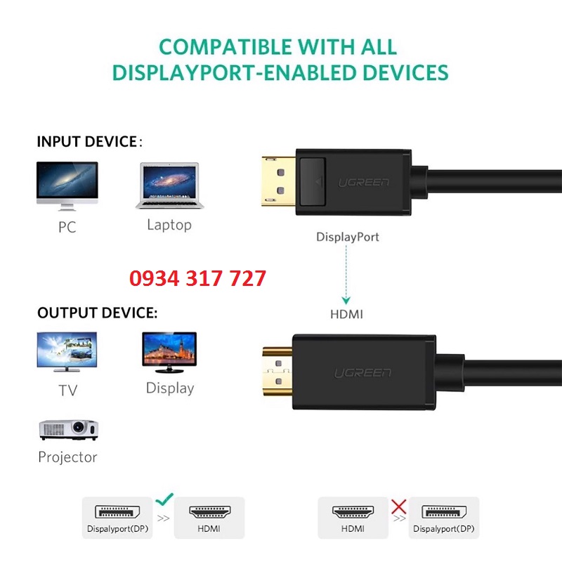 Hình ảnh: Cáp Display Port sang HDMI Ugreen chính hãng