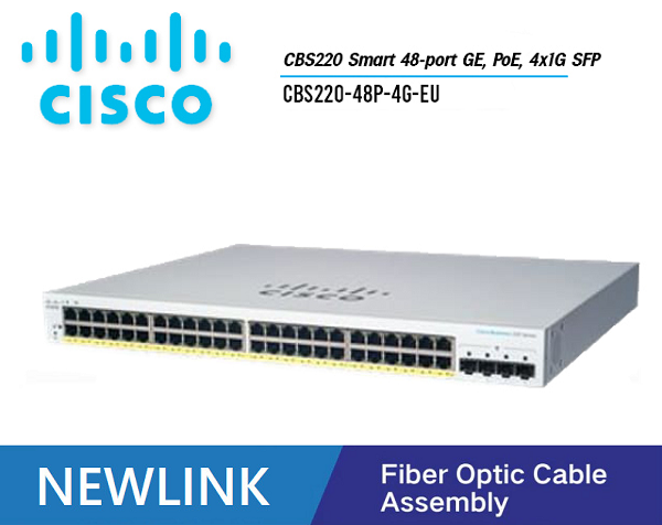 CBS220-48P-4G-EU Thiết bị chuyển mạch CISCO CBS220 Smart 48 cổng GE, PoE, 382W, 4 cổng 1G SFP