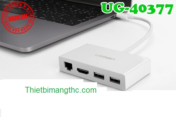 Tổng đại lý cáp chuyển đổi Type C ra HDMI, Type C ra Lan, Type C ra USB cao cấp UGREEN 40377, Type C đa năng cao cấp Ugreen ra HDMI, Lan, USB 3.0 chia 2 cổng Ugreen 40377 cao cấp 