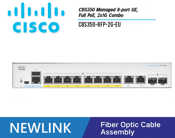 CBS350-8FP-2G-EU Thiết bị chuyển mạch CISCO CBS350 Managed 8 cổng GE POE+, 120W, 2x1G SFP/COPPER Combo