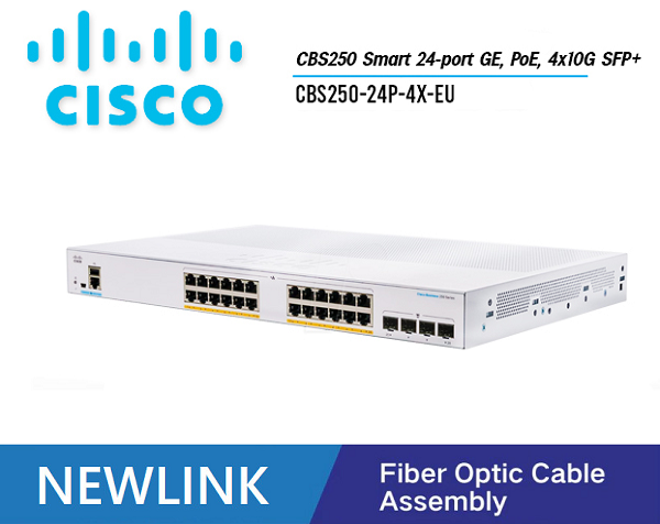 CBS250-24P-4X-EU Thiết bị chuyển mạch CISCO CBS250 Smart 24 cổng GE POE+, 195W ,4x10G SFP+