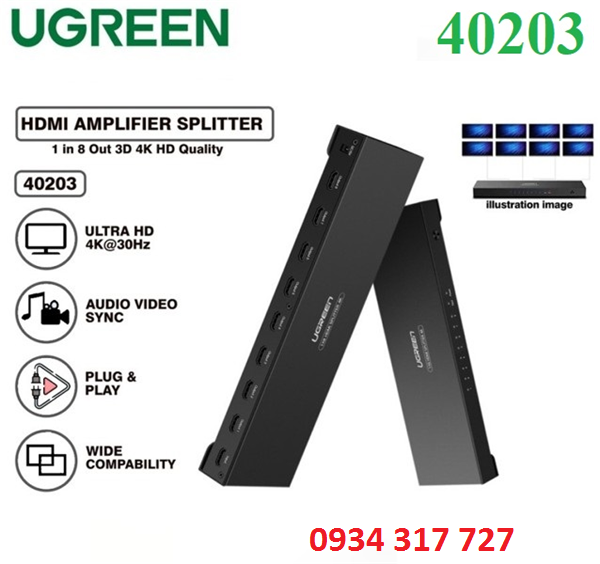 Bộ chia 1 ra 8 cổng HDMI Chính hãng Ugreen 40203 Cao cấp