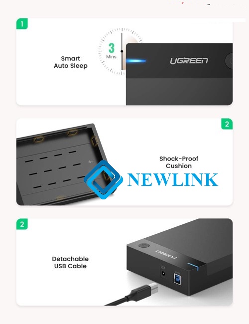 Hộp đựng ổ cứng 3,5 inch Sata/ USB 3.0 hỗ trợ 16TB chính hãng Ugreen 50423 cao cấp