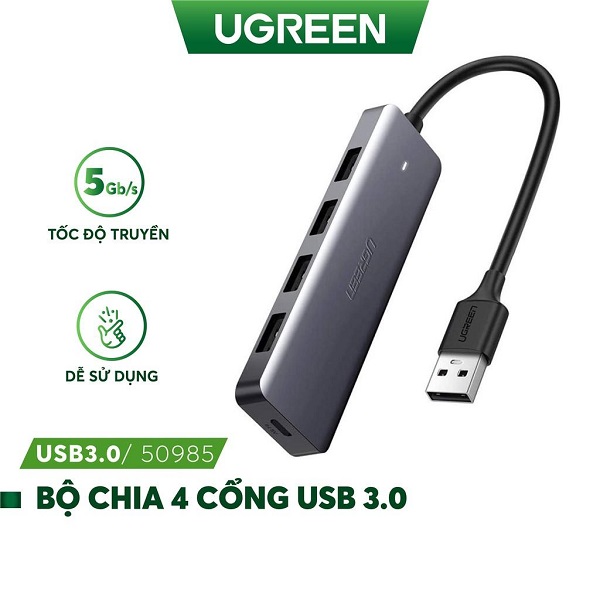 Hình ảnh : Bộ  chia Hub USB 3.0 - 4 Port - UGREEN 50985 cao cấp