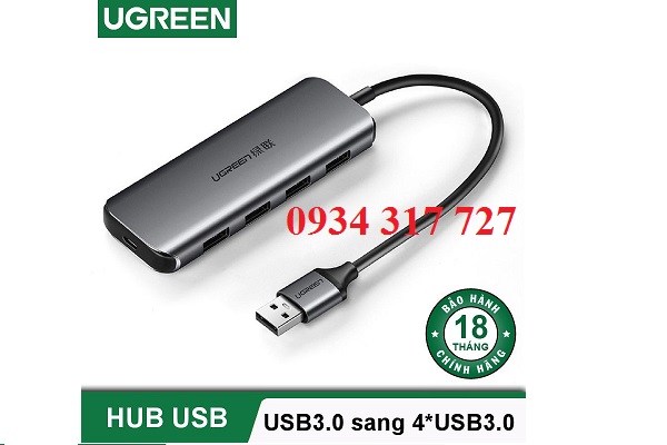 Hình ảnh : Bộ  chia Hub USB 3.0 - 4 Port - UGREEN 50985 cao cấp