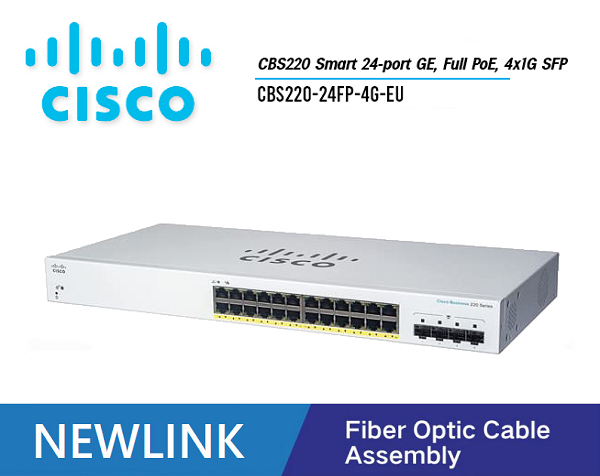 CBS220-24FP-4G-EU Bộ chuyển mạch CISCO CBS220 Smart 24 cổng GE, Full PoE, nguồn 382W, 4x1G SFP cao cấp