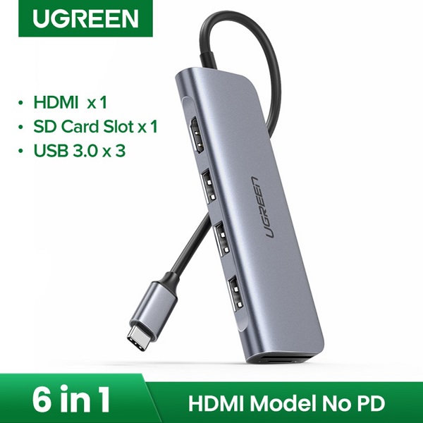 Cáp USB Type C to HDMI, USB 3.0, đọc thẻ SD/TF cao cấp Hãng SX : Ugreen