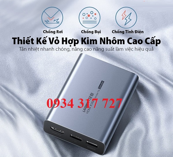 Bộ kéo dài tín hiệu HDMI + USB qua cáp mạng 150m Cat5e/Cat6 Ugreen 70438 cao cấp