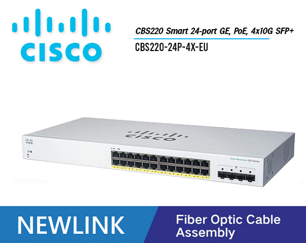 CBS220-24P-4X-EU Thiết bị chuyển mạch CISCO CBS220 Smart 24 cổng GE, PoE, nguồn điện 195W, 4x10G SFP+ chính hãng