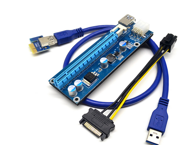 Dây Riser PCI Express 1X to 16X USB  Ver 006C 6Pin