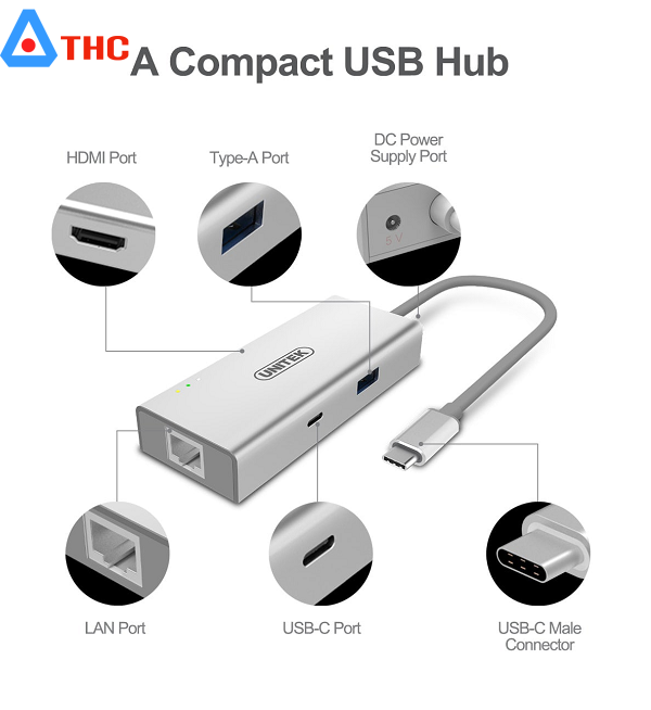 Cáp chuyển USB type-C to USB+ Usb type-C+LAN