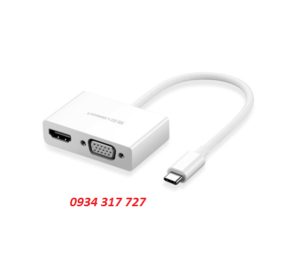 USB type C to HDMI/VGA hỗ trợ full HD 3D 4Kx2K chính hãng Ugreen 30843