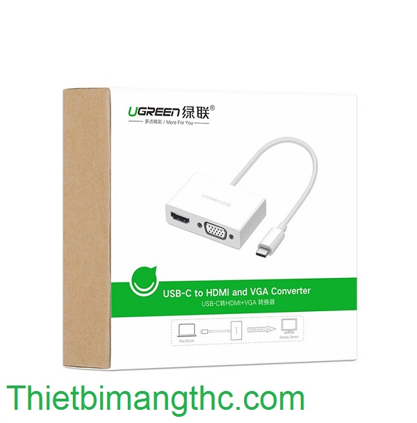 Cáp USB Type C ra HDMI, VGA Ugreen 30843 cao cấp