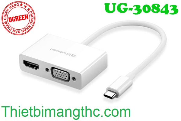 Cáp USB Type C ra HDMI, VGA Ugreen 30843 cao cấp