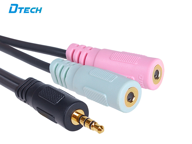 Cáp chia Audio 3.5mm ra một cổng Mic và một cổng ra Loa Dtech DT-6237