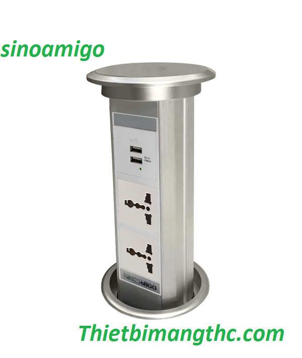 Bộ ổ cắm điện âm bàn Sinoamigo SMT-2 mở nắp Bằng điện cao cấp
