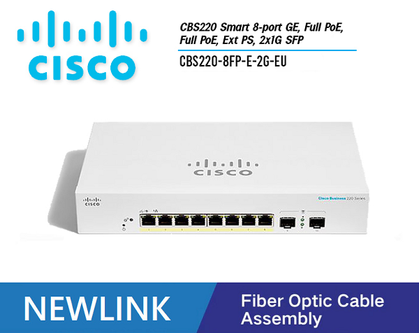 CBS220-8FP-E-2G-EU Cisco CBS220 Smart 8-port GE switch, Full PoE, nguồn 130W, bổ trợ Ext PS, 2 cổng 1G SFP cao cấp