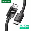 30999, Cáp HDMI 2.0 dài 1M Ugreen bọc nylon 4K @60Hz cao cấp