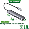 70495, Bộ chuyển đổi USB Type-C sang HDMI 4K60Hz+ USB 3.0*3 +PD Ugreen ( 5 in 1)