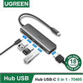 70495, Bộ chuyển đổi USB Type-C sang HDMI 4K60Hz+ USB 3.0*3 +PD Ugreen ( 5 in 1)