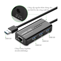 Bộ chia 3 cổng USB 3.0 tich hợp cổng mạng Gigabit 1000Mbps Ugreen 20265 cao cấp
