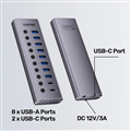 Bộ chia (Hub) 10 cổng USB 3.0 tốc độ 5Gbps 8 USB-A và 2 USB Type-C Unitek H1315B