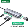 Bộ chia USB 3.0 ra 3 cổng USB 3.0 + Lan Gigabit 1000Mbps Ugreen 60812 cao cấp