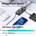 Bộ HUB chia 7 cổng USB 3.0 5Gbps vỏ nhôm, công tắc Ugreen 90307 (kèm nguồn 12V2A