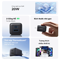 Bộ sạc nhanh GaN 20W UGREEN X514 55533 cổng USB-C+USB-A PD 3.0 QC 3.0 cho iPhone