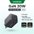 Bộ sạc nhanh GaN 20W UGREEN X514 55533 cổng USB-C+USB-A PD 3.0 QC 3.0 cho iPhone