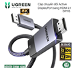 Cáp chuyển đổi Active DisplayPort sang HDMI 2.1 dài 1m Ugreen 80395 hỗ trợ 8K@60