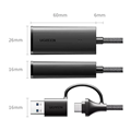 Cáp chuyển đổi USB-A và Type-C 3.0 sang Lan Gigabit 10/100/1000Mbps Ugreen 15638