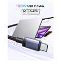 Cáp dữ liệu sạc nhanh UGREEN 100W USB-C sang USB-C USB 2.0 Vỏ nhôm bện dài 2M Ug