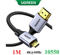 Cáp Micro HDMI sang HDMI 4K@60Hz dài 1M Hỗ trợ HDR, 3D, ARC Ugreen 10550 cao cấp