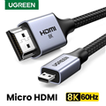 Cáp Micro HDMI sang HDMI 8K@60Hz dài 1M Hỗ trợ Dynamic HDR, eARC Ugreen 15516 ca