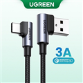 Cáp sạc nhanh, dữ liệu USB sang Type-C bẻ góc 90 độ dài 1M Ugreen 50941 cao cấp