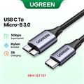 Cáp USB C Sang Micro B 3.0 5Gbps 3A  dài 0,5M Ugreen Cho Ổ Đĩa Cứng Macbook HDD 