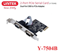 Card PCI-e sang 2 cổng Com (RS232) Unitek Y-7504B cao cấp
