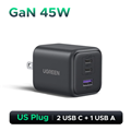 Củ sạc nhanh GaN 45W 2 USB-C x2, 1 USB-A hỗ trợ QC4+, PD3.0 Ugreen X527 65155B c