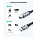 Dây Cáp máy in USB Type-C sang USB Type-B dài 1M bọc dù Ugreen 80805 cao cấp