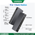 Docking Station USB-C 4K@60Hz 9 in 1 sang DP x2, HDMI x2, RJ45, PD 100W, USB-A+C