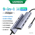 Hub 9 in 1 USB Type-C to HDMI 4K@60Hz, Lan 1Gbps, Type-C, USB 3.0, SD/TF Sạc PD 