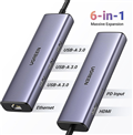 Hub USB- C 6 trong 1 ra HDMI 4K@30Hz, USB 3.0, Lan 1Gbps, Sạc PD 100W Ugreen 155