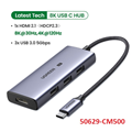 Hub USB-C sang HDMI 2.1 8K 30hz+ 3x USB 3.0 Ugreen 50629 (Vỏ Nhôm) cao cấp