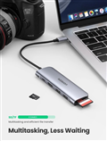 HUB USB-C to HDMI 4k30hz kèm Hub 2 USB 3.0 + SD/TF Ugreen 70411 (Có cổng sạc USB