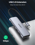 HUB USB-C to HDMI 4k30hz kèm Hub 2 USB 3.0 + SD/TF Ugreen 70411 (Có cổng sạc USB