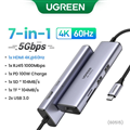 Hub USB Type-C ra HDMI 4K@60hz, USB, LAN Gigabit, PD100W, SD, TF Ugreen 60515 ca